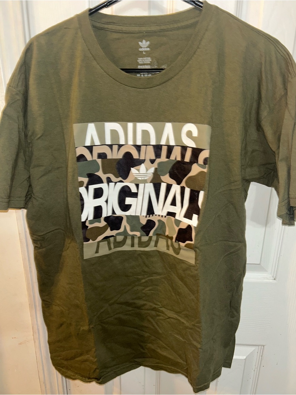 adidas Olive Green Camo Logo T-Shirt